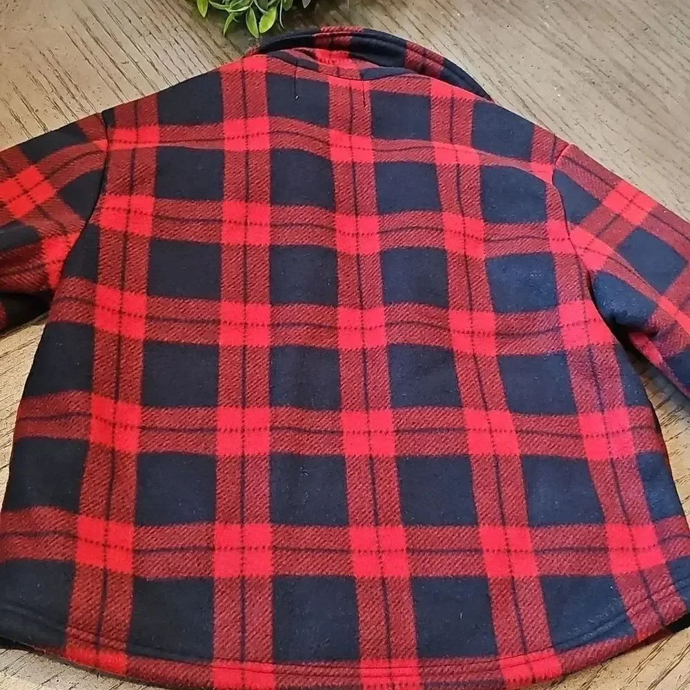 Red and Black Plaid Fleece Jacket Size 8/10